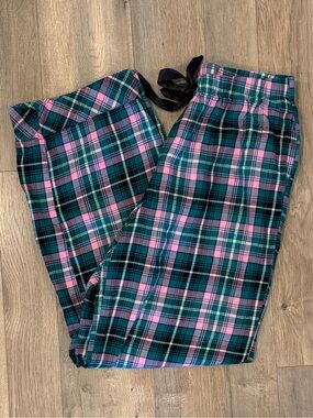 Victoria's Secret Teal and Pink Plaid Sleep Pants